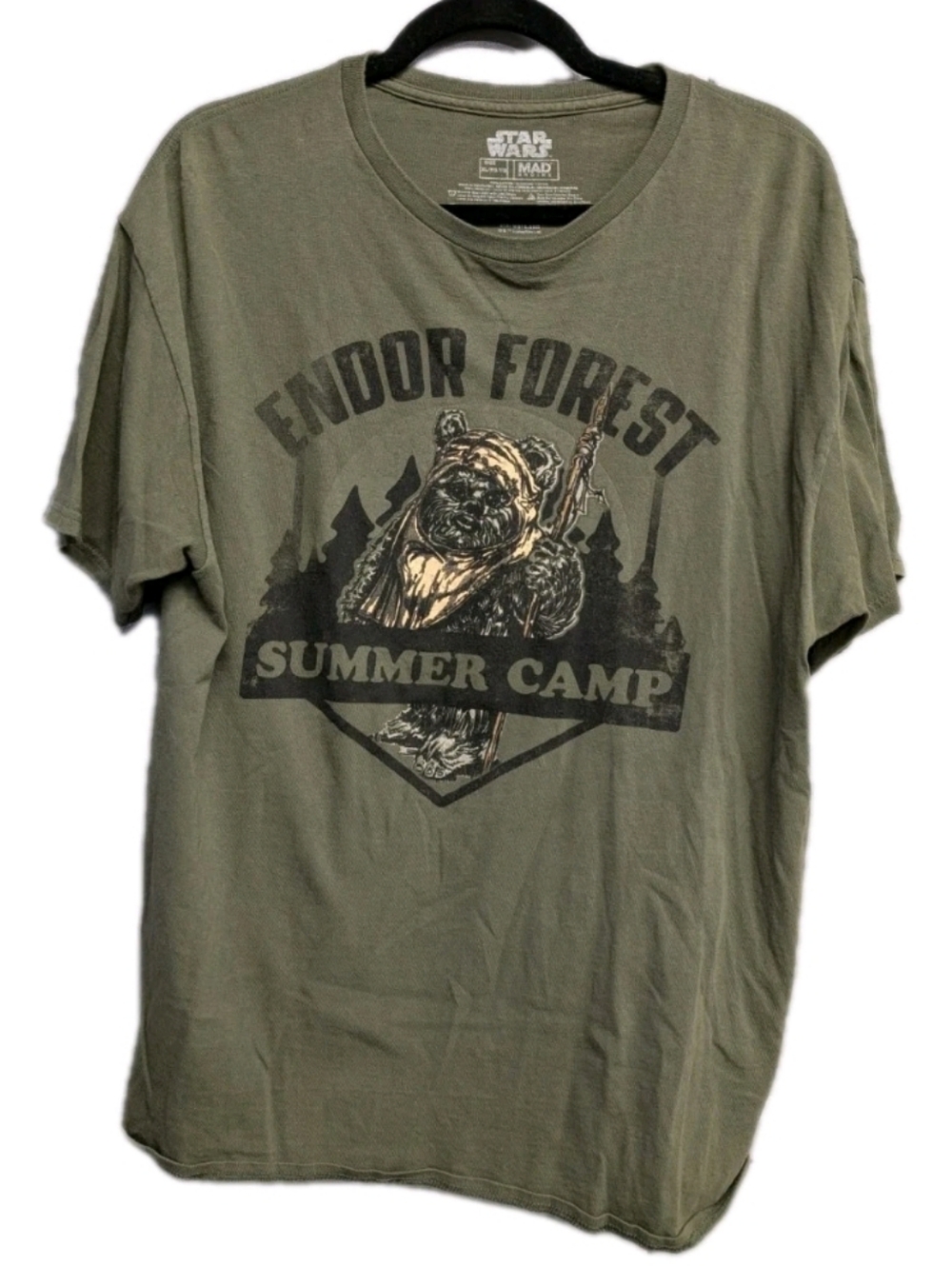 Star Wars Olive Green Endor Forest Ewok Distressed Graphic Tee XL